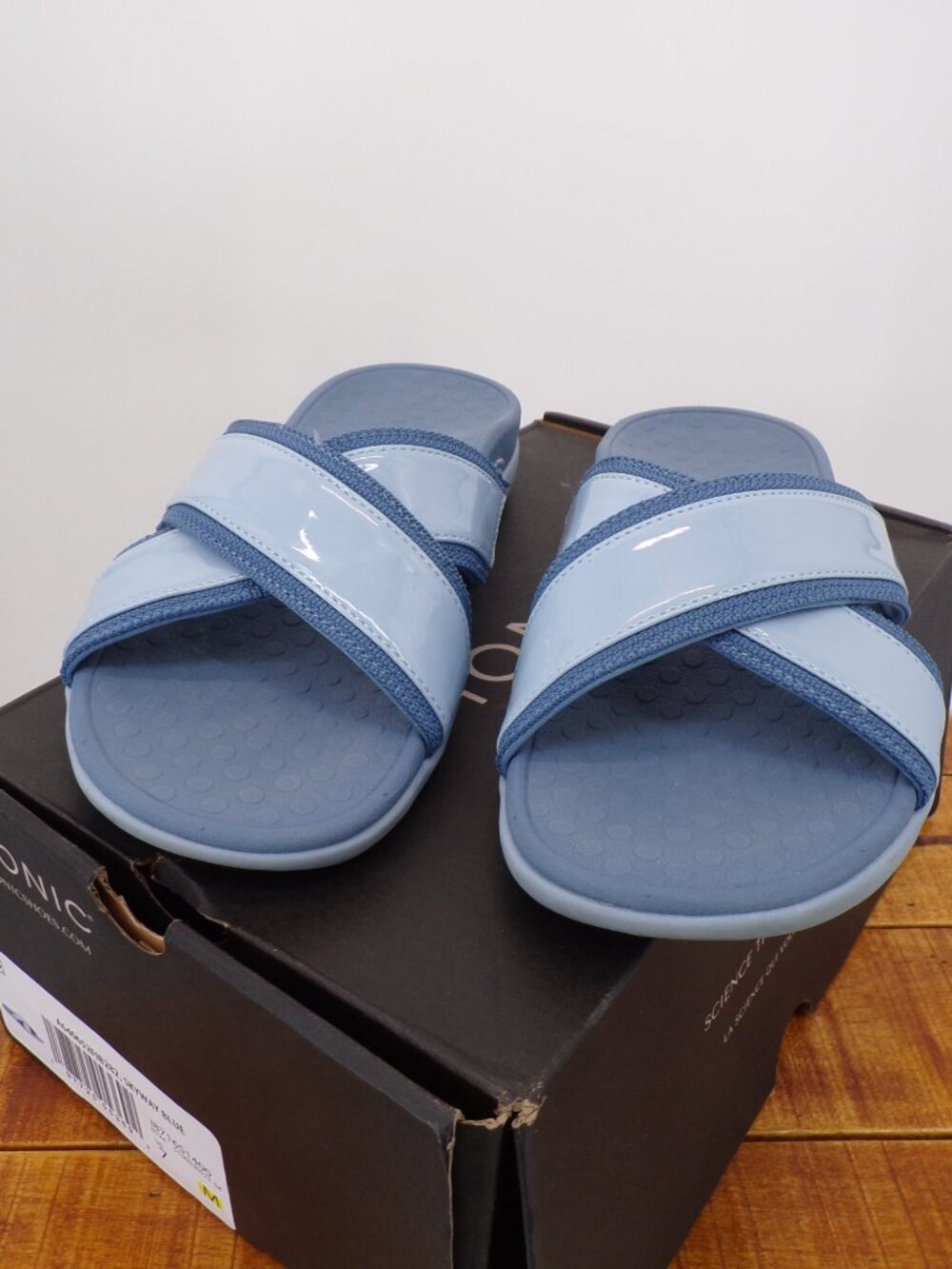 Vionic Womens Sandals Cross Strap Slide Orthotic Blue Size 7 - Picture 5 of 8